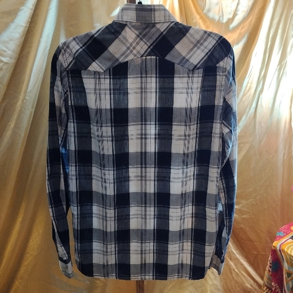 Levi's Blue and White Plaid Casual Button Down Shirt - Picture 3 of 5